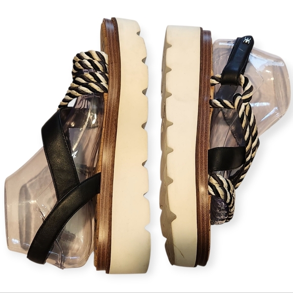 SAM EDELMAN LEATHER AND CORD PLATFORM SALDALS SZ 9.5 - Picture 5 of 9